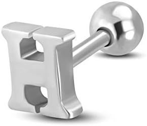 Stainless Steel Alphabet Initial/Letter H Tragus/ Cartilage Barbell Stud Earring