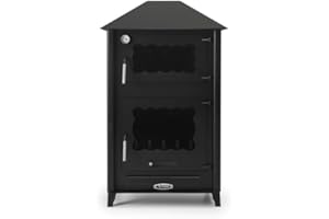 MAESTRO FERRETERO PRENSA STOVE - Estufa de Leña con Campana y Horno EVEREST de 13 kW – Horno con Ladrillo Refractario y Termómetro – Acero 4 mm – ECODESIGN 2022 – Salida Superior Ø150 mm