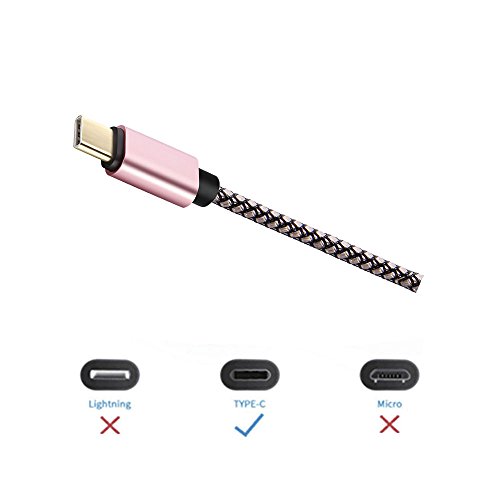 JOMOQ Type-C Kabel, 3-Pack 3.3FT / 6.6FT / 10FT Premium Nylon geflochten, Sync und Charge für Apple Neues Macbook, ChromeBook Pixel, Samsung Galaxy S8 / S8 Plus, Nokia N1, Asus Zen AiO und mehr (2m.Gre + Silv + Rose Gold) - 4