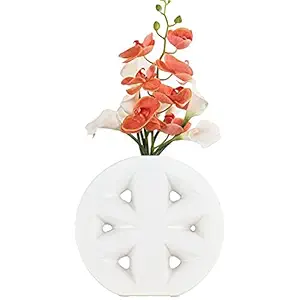 2 Pack Ceramic Look Plastic Flower Vase for Indoor, Unbreakable Vase for Flower, White Vases White Flower Vases for D