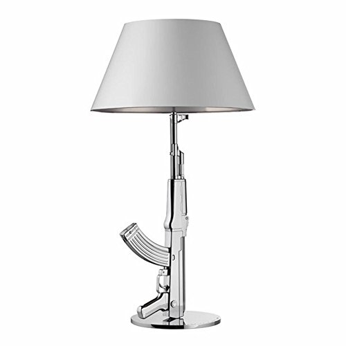 Preisvergleich Produktbild XIXIONG Gewehr-Tabellen-Lampen-moderne kreative Art für Schlafzimmer-Wohnzimmer-nachtendes Dekoration-Harz AK-47 Gewehr-Überzug-goldene silberne Schreibtisch-Lampe , silver