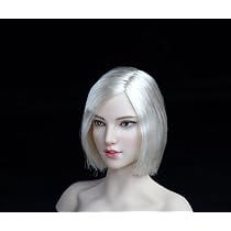 1/6 Sculpture De Tête Cheveux Courts Blanc Accessoires Pour 12 Pouces Figurine Action Féminine