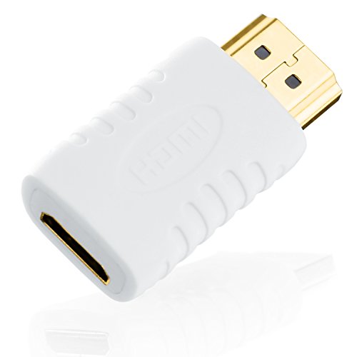 CSL – miniHDMI auf HDMI Adapter 1.4a (with Ethernet) | miniHDMI C Buchse auf HDMI A Stecker Adapter | Full HD 1080p | Zertifiziert | 24K vergoldete Kontakte | weiß - 2