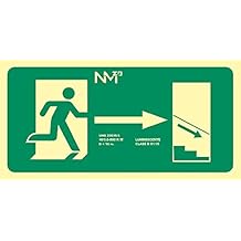 MovilCom® - Señal luminiscente EVACUACIÓN ESCALERA ABAJO DERECHA PVC 0,7mm Clase B 320X160mm