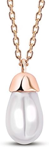 Women's Necklace, Rhodium-Plated 925 Silver Rose Gold Teardrop