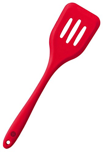 Pure Vie(TM) Küchen Schlitzwender Pfannenwender aus Silikon - 33cm lang – Rot