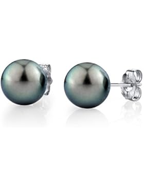 Grün mit einer Tahiti Südsee-Zuchtperle Ohrrings Ohrstecker 14 Karat Gold, AAA Qualität