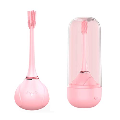 Preisvergleich Produktbild Eine neue Generation! Wiederaufladbare Batterie Kinder-Elektro-Tahnbürste mit austauschbaren 3 Weich-Sigkon-Pinsel Kopf für Kinder und Baby 2-8 Jahre alt,Pink