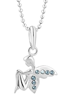 fish Mädchen Hals-Kette Sterlingsilber original Swarovski Elements Schutz-Engel-Anhänger blau längen-verstellbar...
