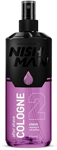 NISHMAN Aftershave Cologne 02 - Storm 400ml – Lozione Rinfrescante Dopo Barba per Uomini – Profumo di Vaniglia, Sandalo, Lavanda, Patchouli – Colonia Dopo Barba per Uomini