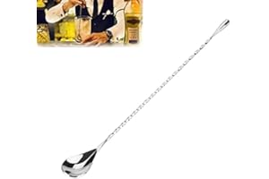 ZYYINI Cuillère à mélanger, barman en acier inoxydable, manche long, agitateur de cocktail à la cuillère pour brasser, bar, restaurant, café et usage domestique(4#)