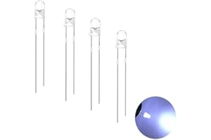 KA WAH CORE Diodes Led 3mm, 120 Pièces Blanc Diodes Électroluminescentes, 3V 2pin Diode Diffuses Ampoule LED Haute Luminosité lampe LED Tête Ronde Colorée Composants Électroniques