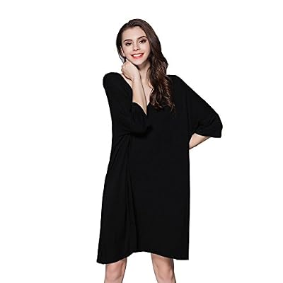 Amur Leopard Chemise de Nuit Femme Grande Taille Grossesse Coton Robe de Chambre T-Shirt Manches 3/4, Noir, M(Poitrine: 136cm;Longue: 84cm)