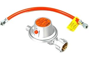 Drehmeister GOK Regolatore Gas Caravan Regolatore Veicolo 50 mbar 1,5 kg/h con Tubo Flessibile 8 mm