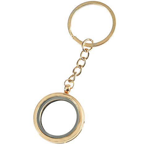 Preisvergleich Produktbild Meigold Kreativ Schlüsselanhänger Bilderrahmen Runde Auto Schlüsselanhänger Tasche Anhänger Auto Anhänger Metall Size 3 * 3cm (Gold)