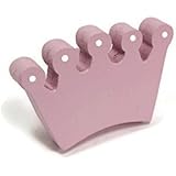 Bouton de meuble couronne de princesse rose en bois peint