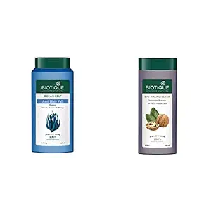 Biotique Bio Kelp Protein Shampoo for Falling Hair Intensive Hair Regrowth Treatment, 340ml & Biotique Bio Walnut Bark Volumizing Shampoo for Fine & Thinning Hair, 180 ml
