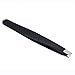 Precision Tweezers with Slanted Tip - AsaVea High Quality Make Up Stainless Steel Tweezers with Slant Design - Best for Brow Shaping and Splinter Removal - Ideal for Travel - Get Perfect Eyebrows Today!(Black)
