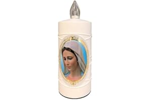 FULGENS ELETTRONICA Lumino Madonna Medjugorje a LED luce GIALLA/BIANCA effetto fiamma - con batterie incluse e sostituibili
