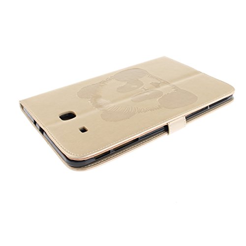 Etsue Kunstleder Schutzhülle für Samsung Galaxy Tab E 9.6 Zoll T560 Leder Tasche Bookstyle Hülle Flip Case Wallet Cover,Retro Vintage Niedlich Panda Muster Schutz Hülle Etui Schale Weich TPU Innere mit Magnetverschluss Standfunktion Kartenfächer für Samsung Galaxy Tab E 9.6 Zoll T560 + 1x Glitzer Staub Stecker + 1x Blau Eingabestift-Panda,Golden - 3