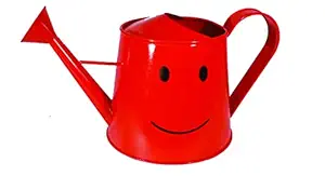 Railing planter impex Smile 3 liters Metal planters Round Watering Can - Rust Free Home Decor Gifting, Garden, Gardening, Tools (Pack of, 1,Color Red)