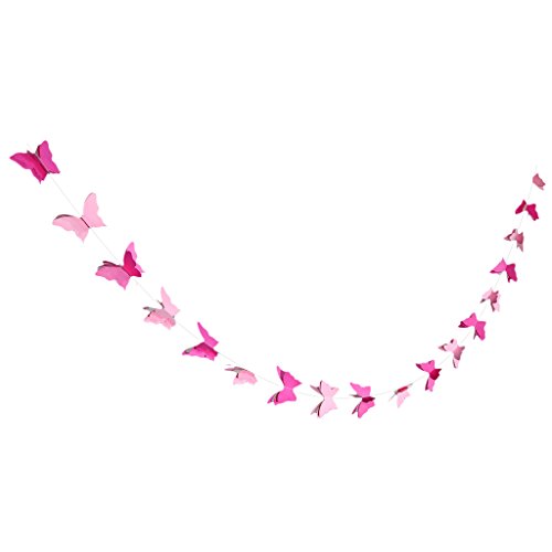Gazechimp Papier Schmetterling Wimpel Girlande Süße Bunting Wimpelkette Dekor - Rosa, 2,8 m