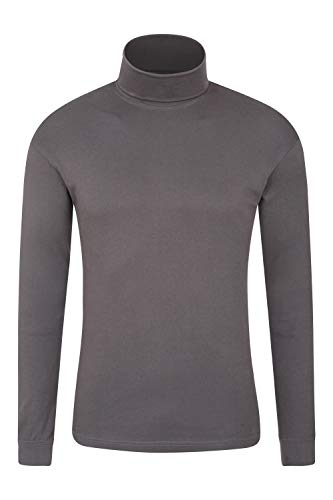 Mountain Warehouse Camiseta térmica Interior Meribel para Hombre - 100% algodón Peinado, Cuello Vuelto, Transpirable, Secado rápido y Mangas Ajustadas, fácil Cuidado Gris Oscuro X-Large