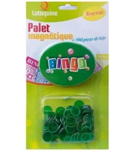 Boîte Magnétique Loto Bingo 3 En 1 - 100 Pions + Bâton Magnétique | Rangement Et Ramassage Ultra-Facile | Vert | Accessoire Jeu Complet