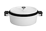 ROSSETTO Cocotte Ovale Blanc 31cm, Fonte d'Aluminium, Revêtement Aspect Pierre, Tous Feux