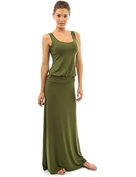 PattyBoutik Damen Sommerliches fließendes Maxikleid ohne Ärmeln mit U-Ausschnitt