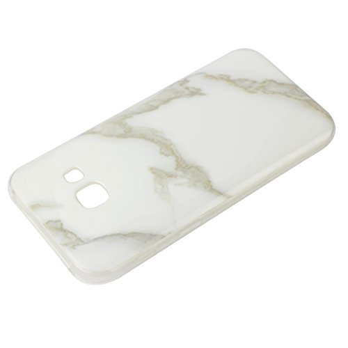 Galaxy A320F Hülle Silikon, Rosa Schleife Schutzhülle für>Samsung Galaxy A3 2017 Version< Ultra Dünn Slim Case Flexible Soft Weich TPU Silicone Backcover Bumper Schale Handyhülle mit Bunte Marmor Muster , Weiß Grau Marmor - 5