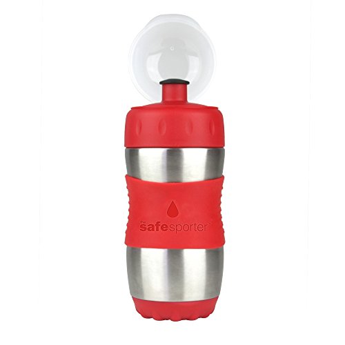 Kid Basix KB-SafeSporter - Botella infantil con boquilla (355 ml), color rojo
