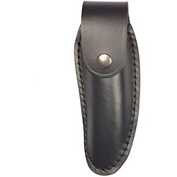 Bio Mordiscos Étui de Cuir de bovin de première qualité (Vachette). Traitement Traditionnel - Étuis en Cuir pour Couteau de Poche (Noir)