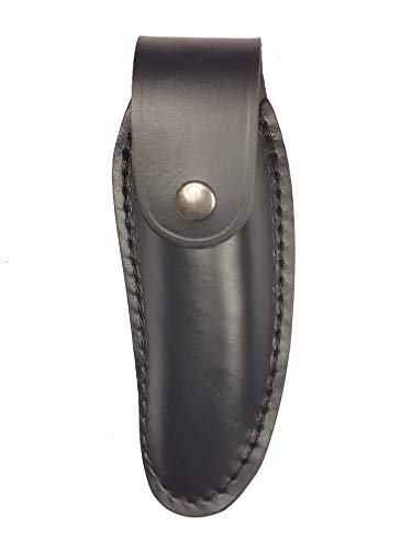 Bio Mordiscos Étui de Cuir de bovin de première qualité (Vachette). Traitement Traditionnel - Étuis en Cuir pour Couteau de Poche (Noir)