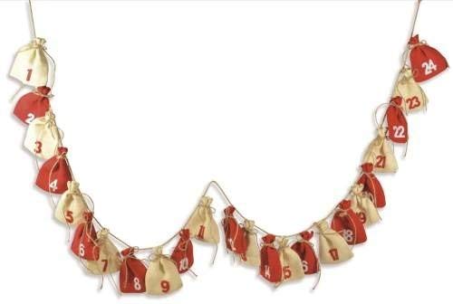 Download Calendrier de l'Avent en toile de jute Rouge/blanc 200 cm