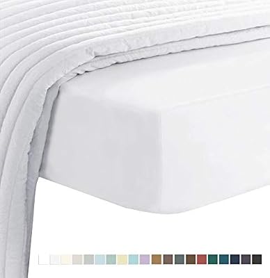Pizuna Drap-Housse en Coton avec 400 Fils au Pouce Carré pour 2 Personnes, Drap de Lit Blanches en 100% Coton Draps-Housses Jusqu'à 40 cm de Profondeur (Drap-Housse 100% Coton 160 x 200 cm)