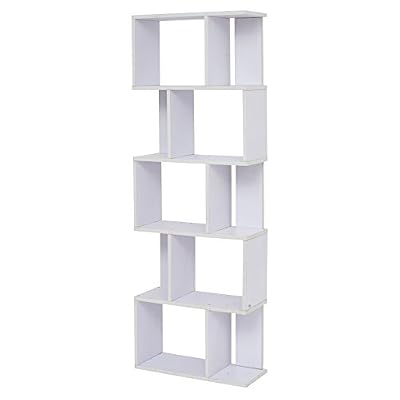 Rebecca Mobili Bibliothèque Étagère de Livres 10 Niveaux Bois Blanc Style Moderne Salon Chambre (Cod. RE4585)