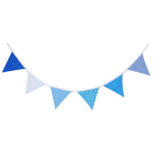 Fabric Bunting Double Sided Flags Pennant Banner for Wedding Party Home Decoration, 5.5 Meters