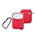 Produktbild Wanshop Airpods Silikon-Transporttasche Schutzhülle Skin Sleeve Pouch Box für Apple Airpods Kopfhörer-Zubehör Silikonhülle Schutz AirPods Aufladen Case (Rot)