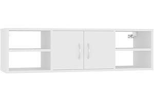 vidaXL Estantería de Pared Repisa Flotante Balda Estante Salón Sala de Estar Estudio Exhibición Decoración Madera Contrachapada Blanco 102x30x29 cm