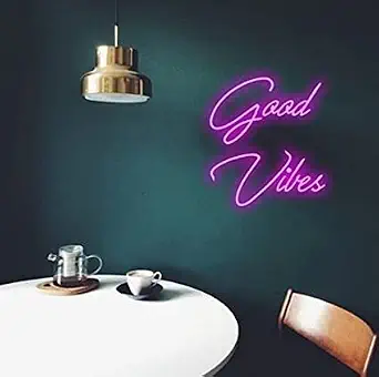 NEON SIGNS INDIA Good Vibes led Light for Home Decorative Sign Wall / Decor for Wedding Party Kids Room /Living Room House/ Bar/ Pub/ Hotel/ Restaurant (Purple)