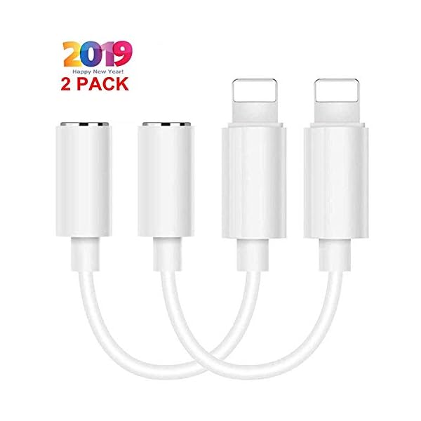 (2er Pack) Kopfhörer auf 3,5 mm Klinkenadapter Aux-Kabel, Kopfhörer-Adapter Kompatibel mit iPhone XS/XS Max/XR/X / 7/7 Plus / 8/8 Plus-Aux-Audio-Dongle für alle iOS