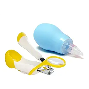 Lwvax Professional Baby Nail Cutter/Baby Safety Nail Clipper/Baby Nasal Aspirator Nose Cleaner/Baby Nail Scissors for New Born Children & Adults (Combo) (Multi Color)