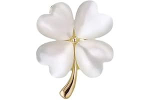 Belons Broche trèfle à quatre feuilles opale trèfle porte-bonheur pierre œil de chat broche col revers sac décoration bijoux cadeau pour femmes filles