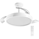 LEDUNI Ceiling Fan White 72W 7590lm,Retractable Blades | DC 30W motor, LED light 42W Dimmable in intensity and color (hue) Re