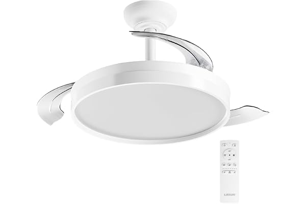 LEDUNI Ventilador con Luz 72W 7590lm Ventilador Invisible Ultra Silencioso con Mando a Distancia y Palas Retráctiles Decoración Luz Fría/Neutra/Cálida Interiores (Blanco Liso)