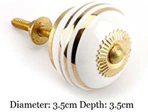 White Ceramic Door Knobs Handle Cabinet Cupboard Drawer Pull (Gold and White Spiral Ceramic)