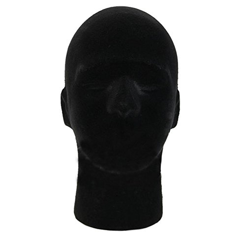 JaneDream Vivid Styrofoam Foam Mannequin Manikin Head Model Wigs Cap Display Stand Black (Male)