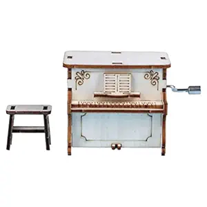 Toyvian Music Box Puzzle Kit: 3D Wooden Puzzle Hand Crank Music Box Building Kits Christmas Birthday Gift for Kids