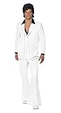 Incluye Disfraz de traje de los 70, blanco, Chaqueta con camisa postiza, chaleco y panta